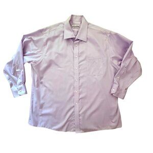 Joseph Abboud Mens Dress Shirt Size XL XXL Button Up Regular Fit Lavender Cotton
